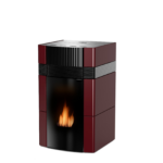 A++ Woody wasserführender Pelletofen 18 kW mit Bordeaux roter Keramikverkleidung