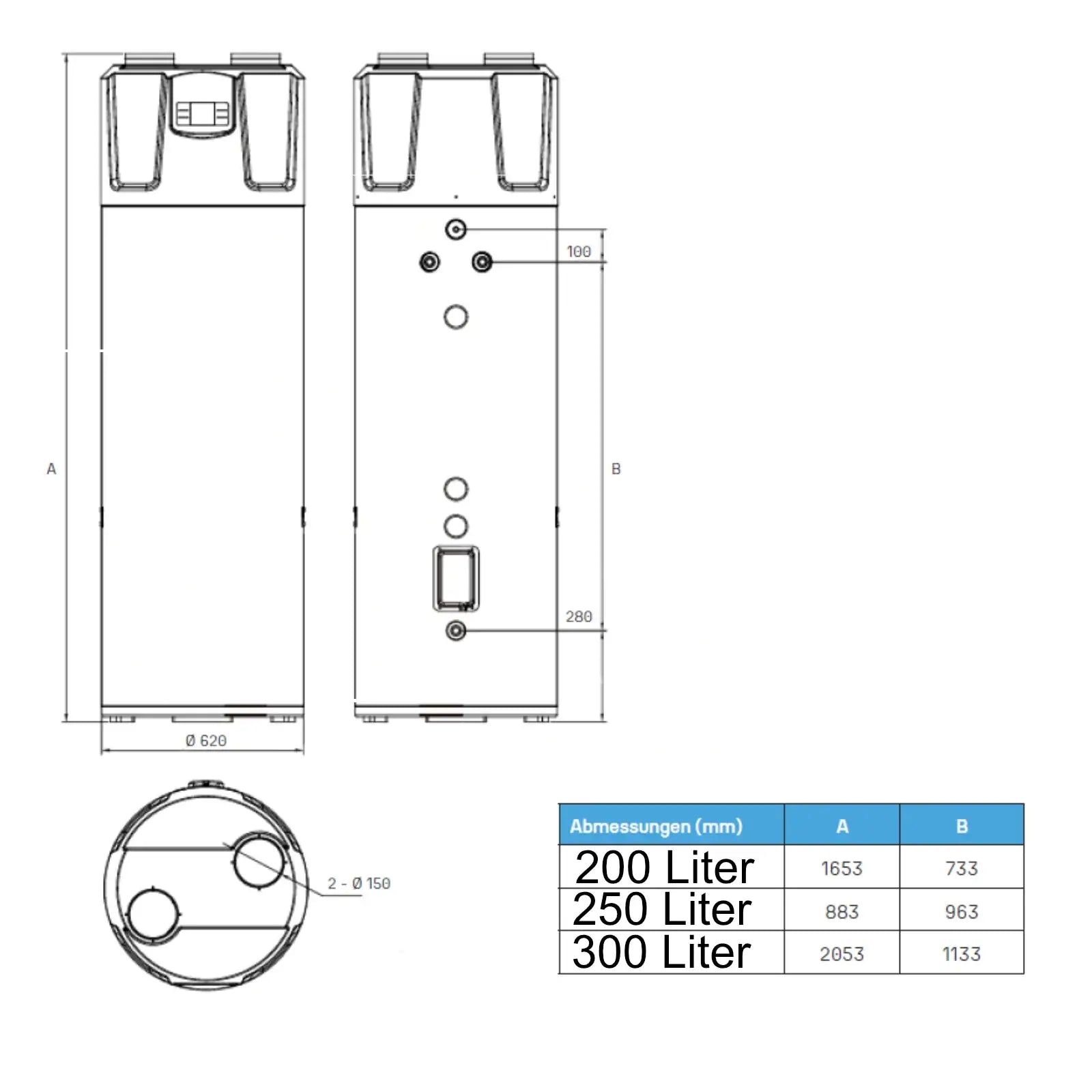 AquaBoost A+ Brauchwasserwärmepumpe 300l Bodenstehende Montage – Bild 7